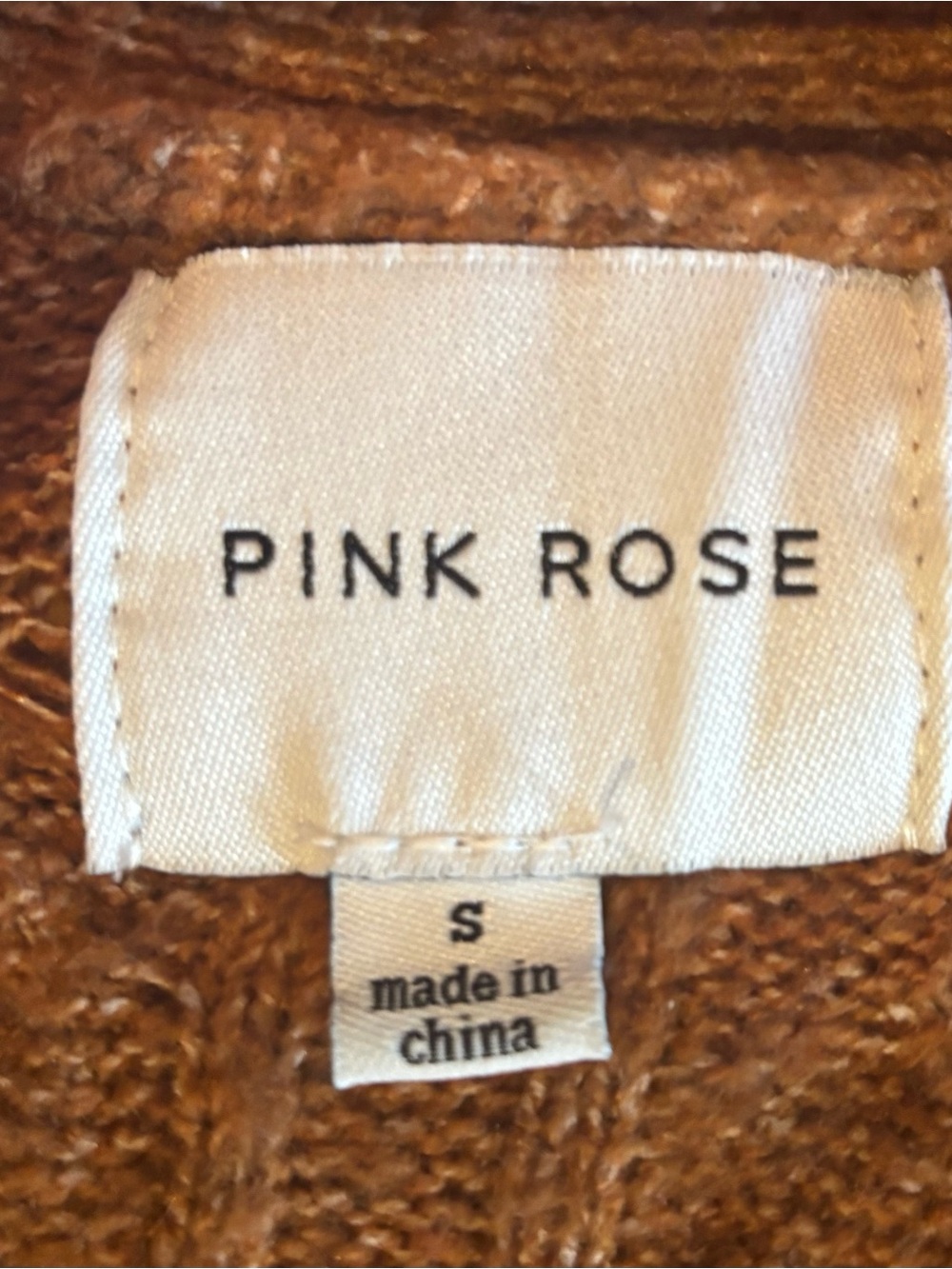Pink Rose Brown Cable-Knit V-Neck Button Cardigan - Picture 2 of 3